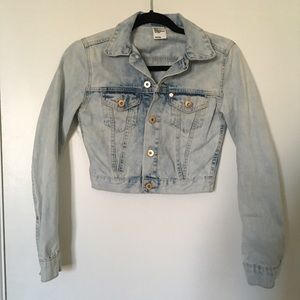 H&M Acid Wash Cropped Denim Jacket